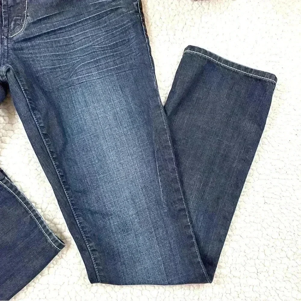 American Eagle‎ Straight 77 Med Wash Lowrise Faded Whiskered 100% Cotton Size 6